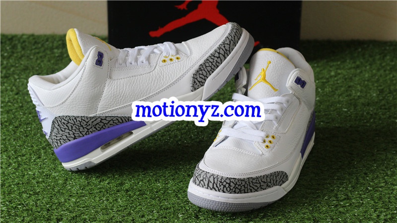 Authentic Air Jordan 3 Kobe Bryant White Purple Gold